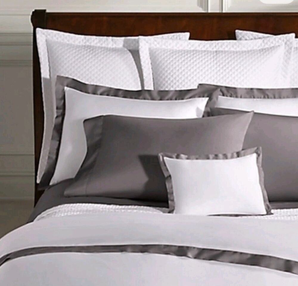 RALPH LAUREN MRSP$185 Organic Cotton Sateen Border European Sham 1 Pair Graphite